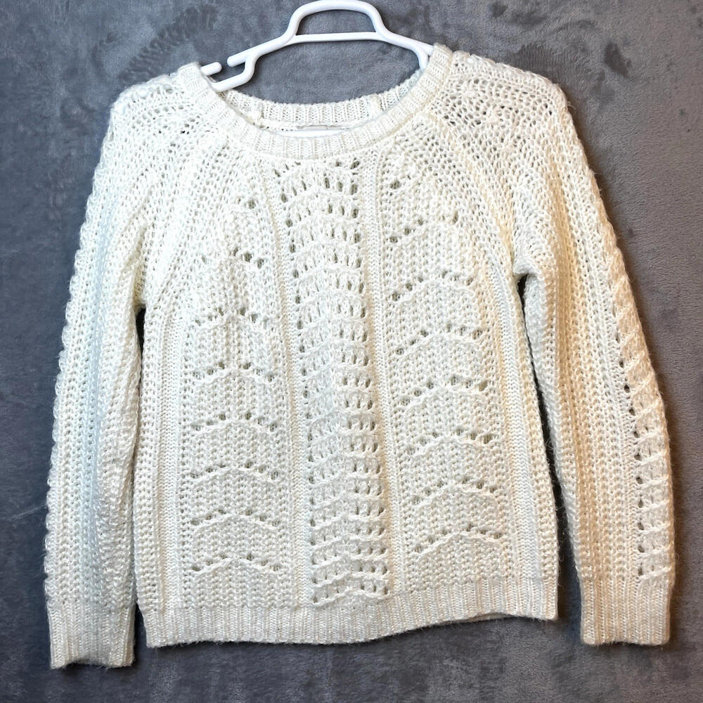 LOFT Womens Sweater Size Large Knit Cable Light Academia‎ Casual Preppy Classic